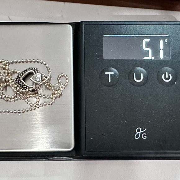 Heart Pendant Sterling Silver Necklace Marcasite 5g 17’ Bead Ball Chain 5511 - Picture 11 of 13